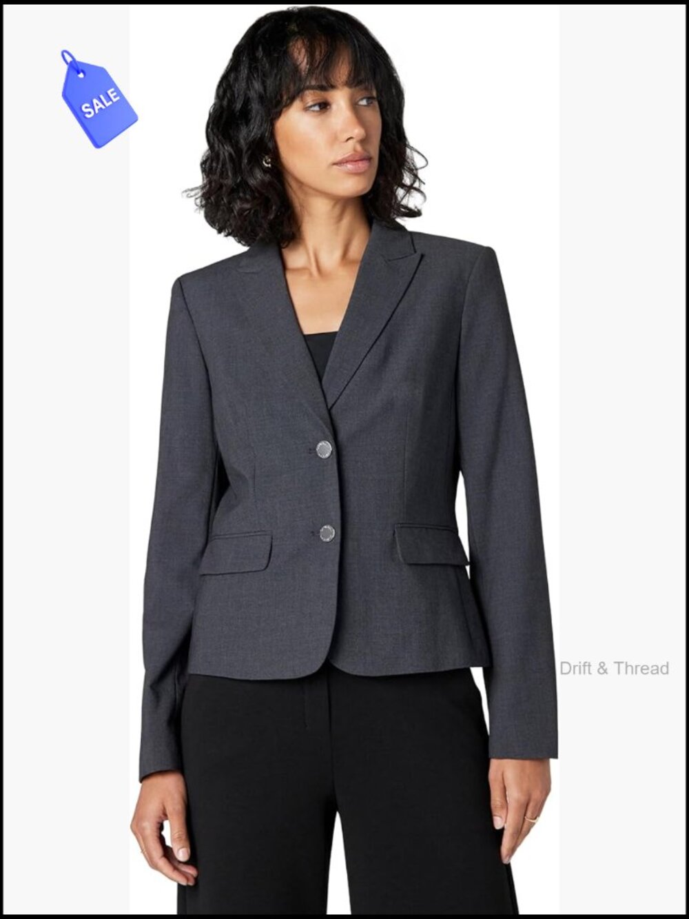 Tailored Work Blazer with Lapel Collar, Polyester Blend, Petite Standard Plus